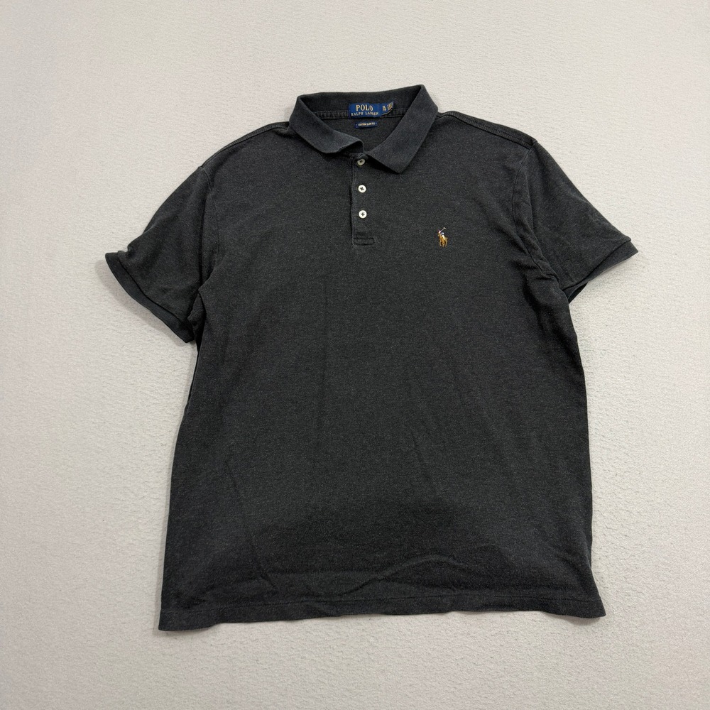 Polo Ralph Lauren Shirt Men's XL Gray Custom Slim Fit Short Sleeve Pony Logo